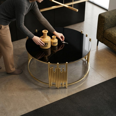 Wunnzëmmer Dësch Niddreg Dësch Kaffisdësch Bäidësch Gold Sofa Dësch