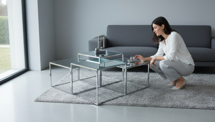 Sëlwer Couchdësch Dësch Kaffisdësch Niewendësch Sofadësch Wunnzëmmer