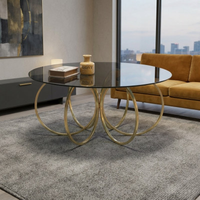 Gold Kaffisdësch Wunnzëmmer Couchtisch Dësch Bäistelltisch Sofadësch