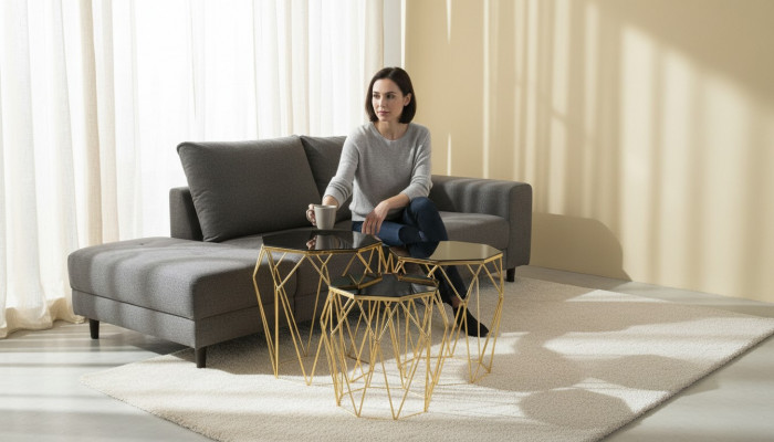 Niewendëscher Komplet Kaffisdëscher Sofadëscher 3 Deeler Couchdëscher Gold