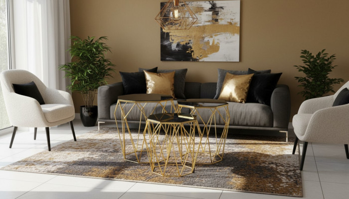 Niewendëscher Komplet Kaffisdëscher Sofadëscher 3 Deeler Couchdëscher Gold