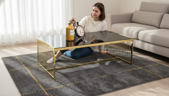 Canapé Dëscht Kaffisdësch Wunnzëmmerdësch Bäisedësch Sofadësch Gold
