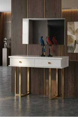 Coiffeusdësch Make-up Dësch Wäiss Kosmetikdësch Konsolendësch Holz
