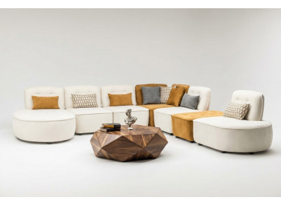 Sektionssofa Sofa Modulares Ecksofa L-Form Couche Beige Stoff Polster