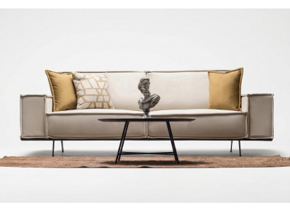 Zwee-Sëtz Sofa 2-Sëtzer Stoffsofa Polstersofa Beige Canapé Modern