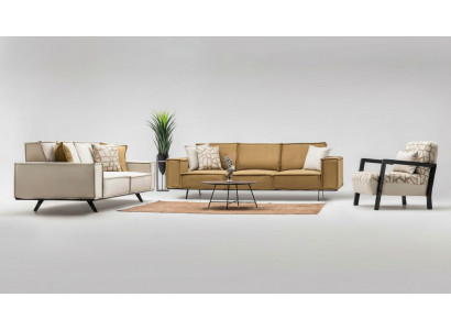 Sofagarnitur Véiersëtzer Dräisëtzer Fauteuil Stoffssofa Sofa Brong Set