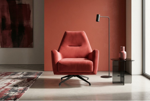 Wunnzëmmer Fautteuil Ouerfauteuil Stofffautteuil Rout Polster Eenzelstonge Sëtz