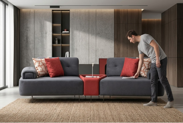 Luxus Couch Stoffsofa Sofa 2 Sëtzer Zweesëtzer Gro Polstersofa Dësch