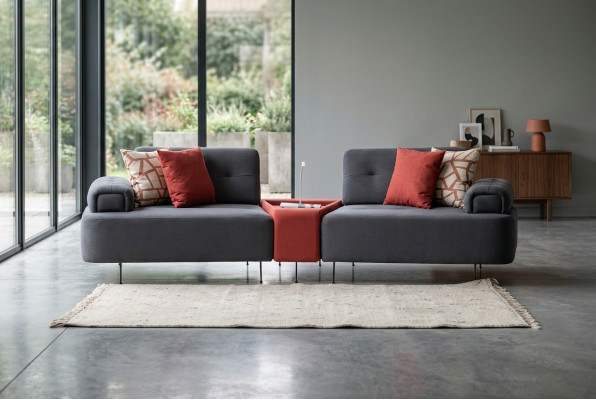 Luxus Couch Stoffsofa Sofa 2 Sëtzer Zweesëtzer Gro Polstersofa Dësch
