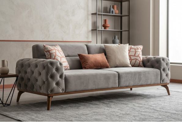 Couch Polstersofa Dräisëtzer Sofa 3 Sëtzer Stoffsofa Gro Moderne