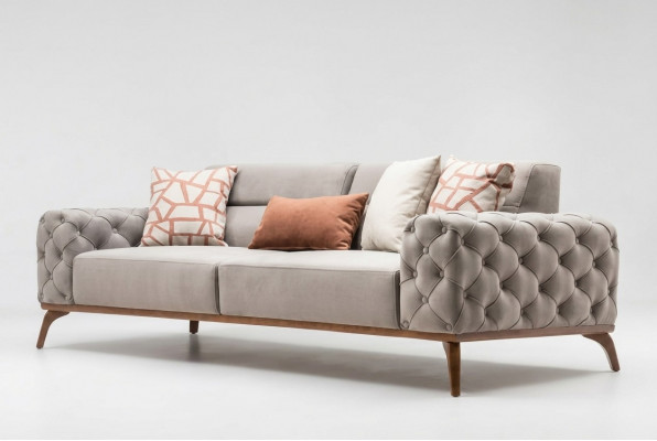 Couch Polstersofa Dräisëtzer Sofa 3 Sëtzer Stoffsofa Gro Moderne