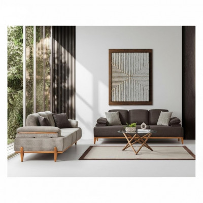 Stilvoll Sofa Garnitur Designer Stoff Sofa Polster Sofas Holzgestell Miwwelen