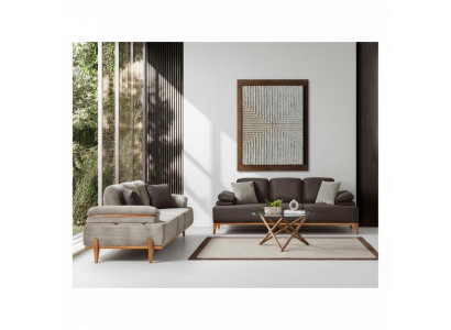 Stilvoll Sofa Garnitur Designer Stoff Sofa Polster Sofas Holzgestell Miwwelen