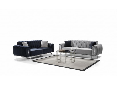 Komplett Edelstol Dräisëtzer Modern Stoffsofa Polstercouch 2-Deeler