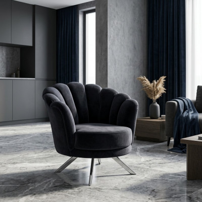Cocktailsessel Fauteuil Ohrensessel Stoffsessel Schwaarz Polster Séier