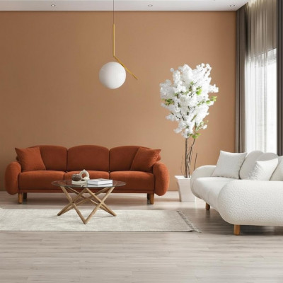 Modern Polstersofa Garnitur Wunnzëmmer Dräisëtzer Wäissen 3-Sëtzer 2-deelech