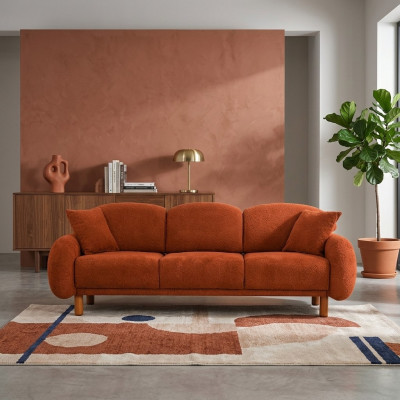 Polstergaang Orange Dräisëtzeger Sofa 3 Sëtz Stoffsofa Couch Modern
