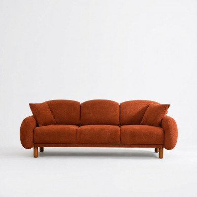 Polstergaang Orange Dräisëtzeger Sofa 3 Sëtz Stoffsofa Couch Modern