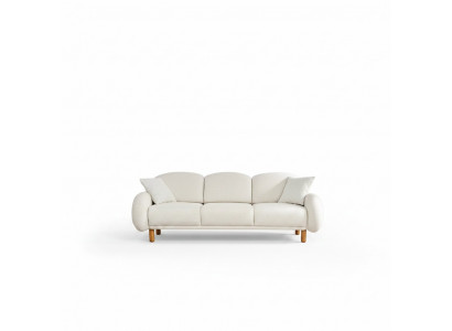 Canapé Drësëtz Sofa 3 Sëtzer Stoffséi Polsterséi Wäiss Wäiss Modern