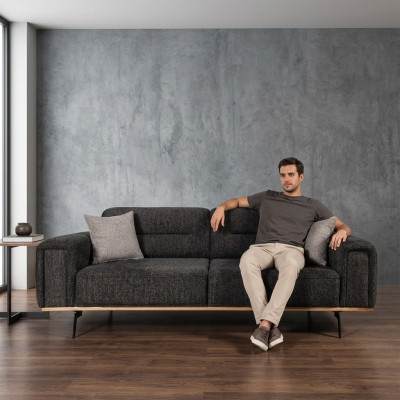 Stoffsofadesign Dräisëtzer Gro Sofa 3-Sëtzer Polstersofa Couche