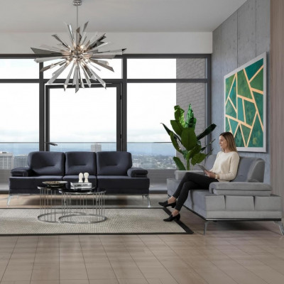 Schwaarz/Grau Sofagarnitur Gepolstert Couchen Designer Drësëtz Couch Set