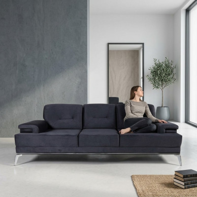 Dräisëtzer Canapé Stoffsofa Design Blo Canapé 3 Sëtzer Polstersofa
