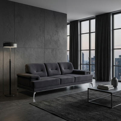 Dräisëtzer Canapé Stoffsofa Design Blo Canapé 3 Sëtzer Polstersofa