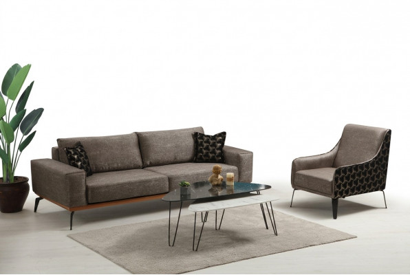 Soffagarnitur Dräisiwwelen Fotell Stoffsofa Polstersofa Gri Sofa Soffa