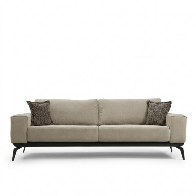 Dreiplaz Stoffkanapee Polsterkanapee Beige Kanapee Modern Stoff 3 Sëtz Couch