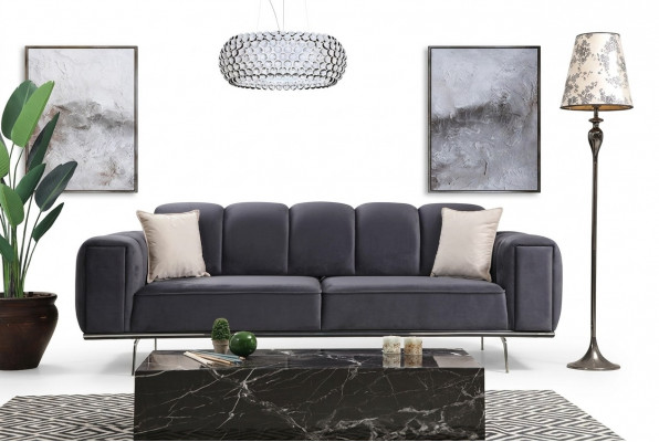 Modernen dräisëtzegen Divan Stoffsofa Polstersofa Gro Sofa Stoff 3 Sëtz.