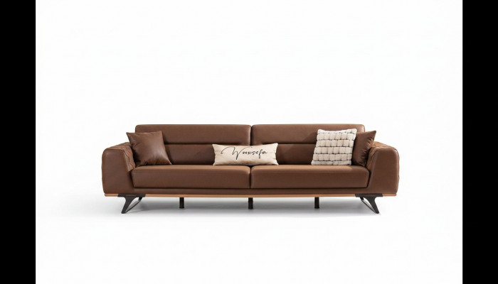 Chesterfield Véiersëtzer Canapé Konschtleder Brong Sofa 4 Sëtzer Polster