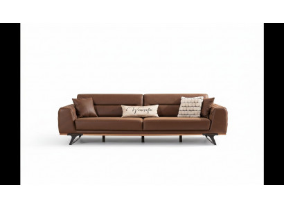 Chesterfield Véiersëtzer Canapé Konschtleder Brong Sofa 4 Sëtzer Polster