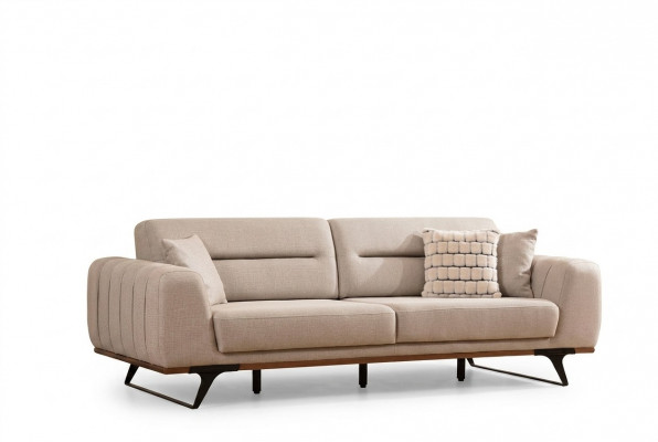 Stoffdivan Dräisëtzer Beige Divan 3 Sëtzer Polstersdivan Couch Design