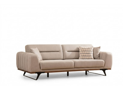 Stoffdivan Dräisëtzer Beige Divan 3 Sëtzer Polstersdivan Couch Design