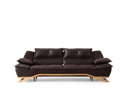 Couch Dräisëtzer Stoffsofa Design Sofa 3 Sëtzer Polstersofa Schwaarz