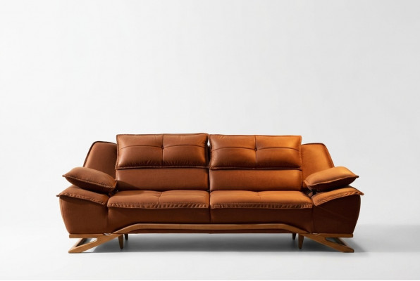 Drësëtzeger Stoffcouch Couch Braun Sofa 3 Sëtz Polstersofa Modern