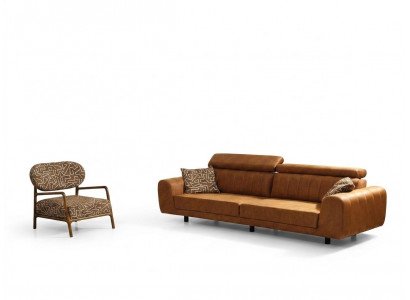 Komplett Couchgarnitur Véiersëtzer Fauteuil Couch Braun Liederimitat Sofas