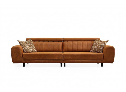 Luxus Véierplazekanapé Braun Kënschtleeder Sofa 4 Sëtzer Polstersofa