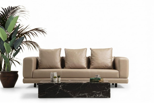 Däitschlechere Canapé Beige Sofa 3 Plazen Polstersofa Modern Konschtleder