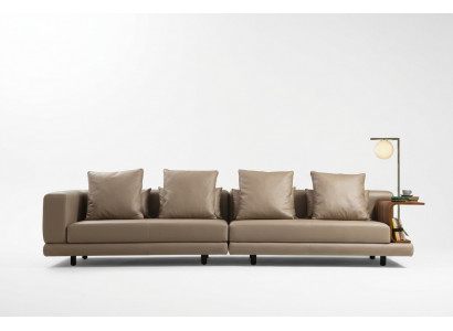 Viersëtzer Canapé Beige Sofa 4 Sëtzer Polstersofa Modern Kënschtlechen Lieder