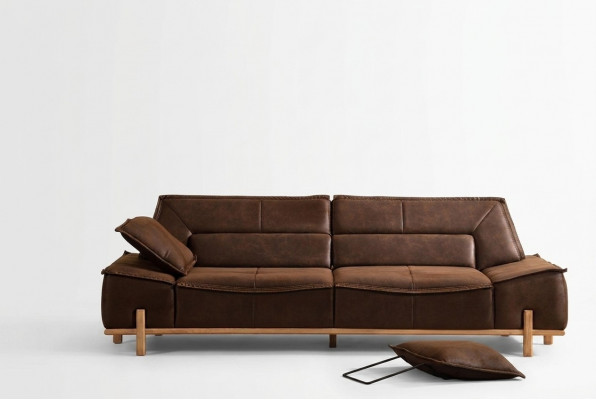 Couch Stoffcouch Drësëtzer Sofa Sëtzen Polstersofa Braun Stoff Modern