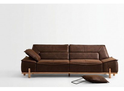 Couch Stoffcouch Drësëtzer Sofa Sëtzen Polstersofa Braun Stoff Modern