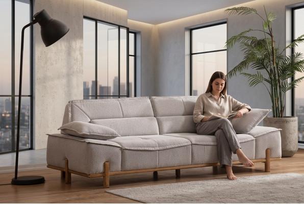 Drësëtzerekauz Stoffsofa Sofa-Sëtzer Polstersofa Stoff Modern Gro