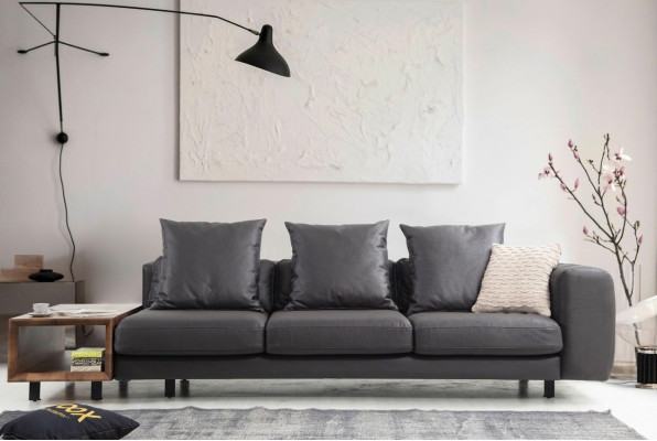 Polstersofa Dräisëtzer Couch Stoffsofa Sofa Sëtzer Stoff Gro Tisch