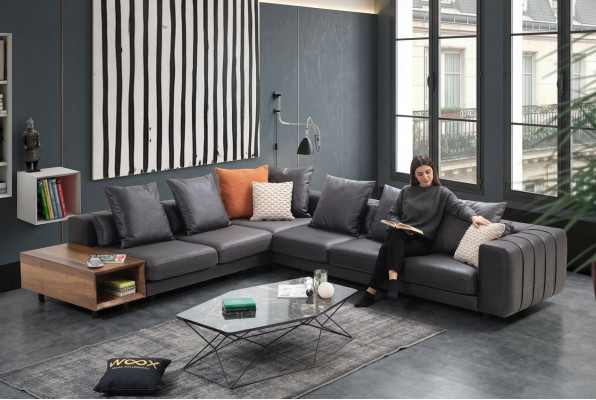 Eckgarnitur Ecksofa L-Form Polstersofa Stoffsofa Couch Gro Sofa Dësch