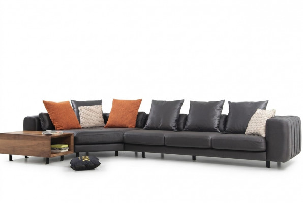 Eckcouch Eckgarnitur L-Form Polstersofa Stoffsofa Grau Sofa Dësch Canapé