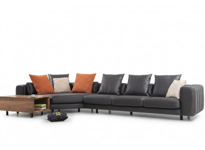 Eckcouch Eckgarnitur L-Form Polstersofa Stoffsofa Grau Sofa Dësch Canapé