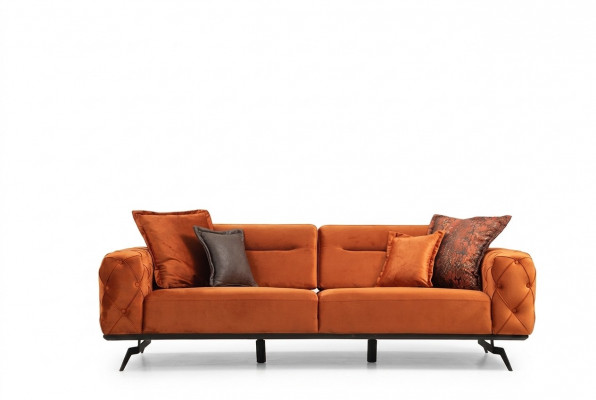 Dreisëtzer Canapé Orange Sofa 3 Sëtzer Polstersofa Chesterfield