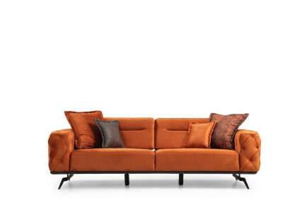 Dreisëtzer Canapé Orange Sofa 3 Sëtzer Polstersofa Chesterfield