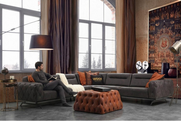 Wénkelcanapé Stoffsofa Wénkelsofa L-Form Couch Gro Sofa Polstersofa Miwwelen